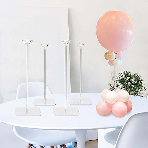 15.75" Clear Acrylic Balloon Stand for Table Centerpiece, 4 Pack in 10ft wide & 7.5ft high in White
