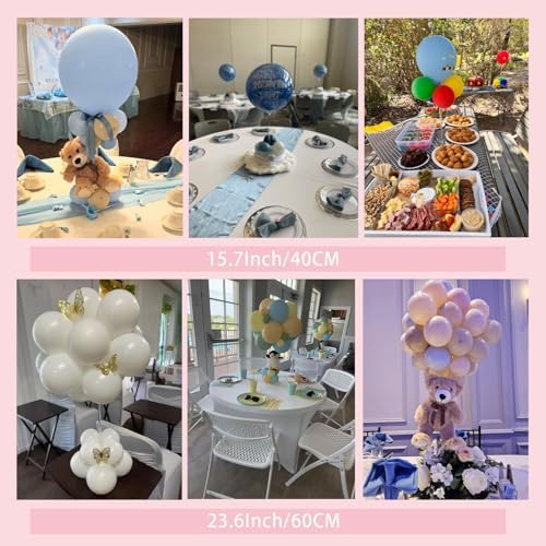15.75" Clear Acrylic Balloon Stand for Table Centerpiece, 4 Pack in 10ft wide & 7.5ft high in White, alternate view 6
