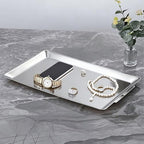 15.8" x 9.5" Silver Serving Tray, Stainless Steel Platter in Plata-40x24 Cm, alternate view 6