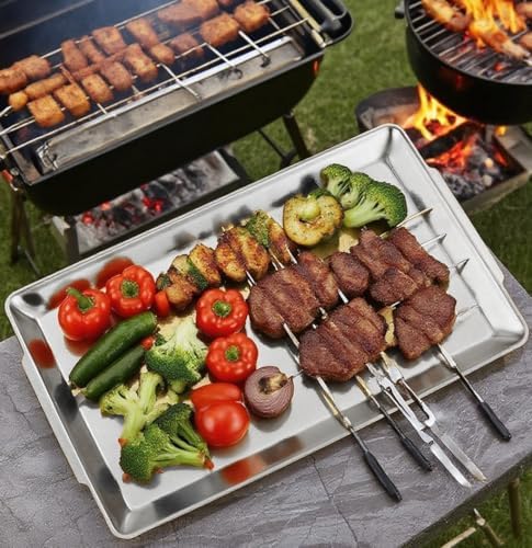 15.8" x 9.5" Silver Serving Trays Set of 2, Stainless Steel in Plata-40x24 Cm, alternate view 5