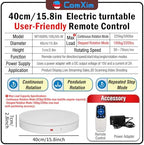 15.8In Remote Large Motorized electric turntable Rotating platform Photography Turntable Motorized lazy susan, alternate view