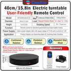 15.8In Remote Motorized Electric Turntable Rotating Display Stand Rotating Platform Photography Turntable, alternate view 2