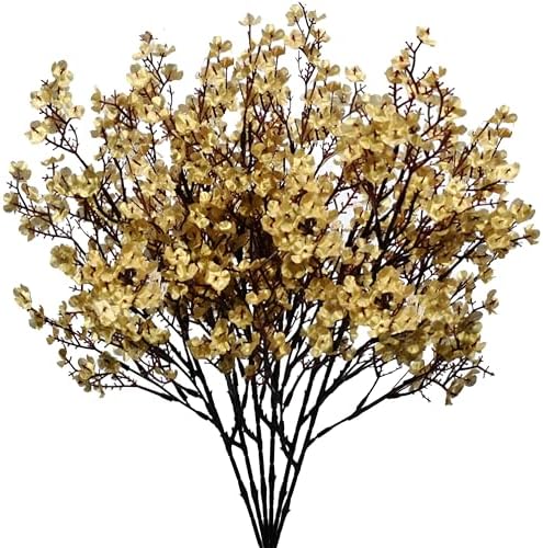 15 Bundles Artificial Gold Baby’s Breath Flowers in Gold