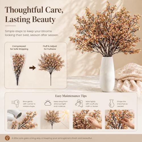 15 Bundles Artificial Light Brown Baby’s Breath Flowers in Light Brown, alternate view 6