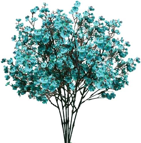 15 Bundles Artificial Teal Baby’s Breath Flowers in Teal