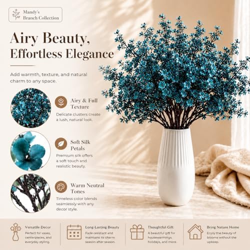 15 Bundles Artificial Teal Baby’s Breath Flowers in Teal, alternate view 2