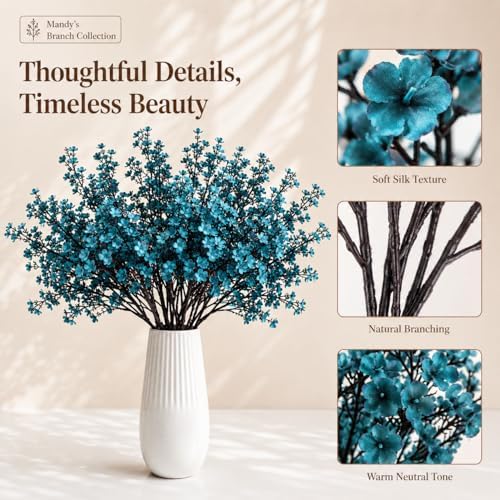 15 Bundles Artificial Teal Baby’s Breath Flowers in Teal, alternate view 4