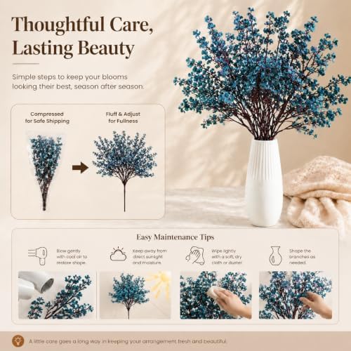 15 Bundles Artificial Teal Baby’s Breath Flowers in Teal, alternate view 6