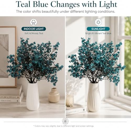 15 Bundles Artificial Teal Baby’s Breath Flowers in Teal, alternate view 7