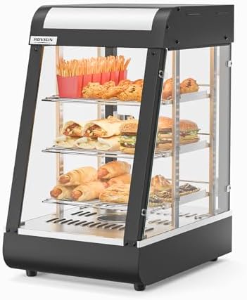 15" Commercial Food Warmer Display Pizza Warmer, 3-Tier Electric Countertop Food Warmer w/LED Lighting