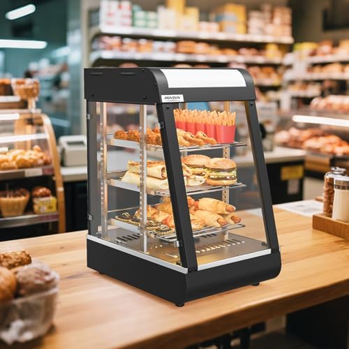 15" Commercial Food Warmer Display Pizza Warmer, 3-Tier Electric Countertop Food Warmer w/LED Lighting, alternate view 2