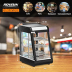 15" Commercial Food Warmer Display Pizza Warmer, 3-Tier Electric Countertop Food Warmer w/LED Lighting, alternate view 3