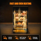 15" Commercial Food Warmer Display Pizza Warmer, 3-Tier Electric Countertop Food Warmer w/LED Lighting, alternate view 4
