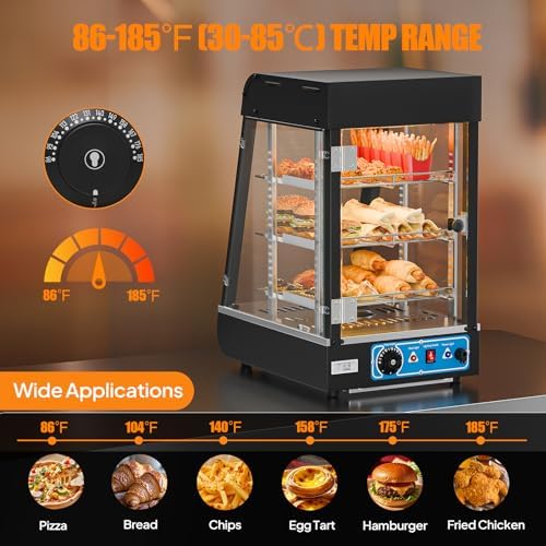 15" Commercial Food Warmer Display Pizza Warmer, 3-Tier Electric Countertop Food Warmer w/LED Lighting, alternate view 5