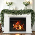 15 Ft Christmas Cedar Garland, Real Touch Soft Greenery Mantel Decor