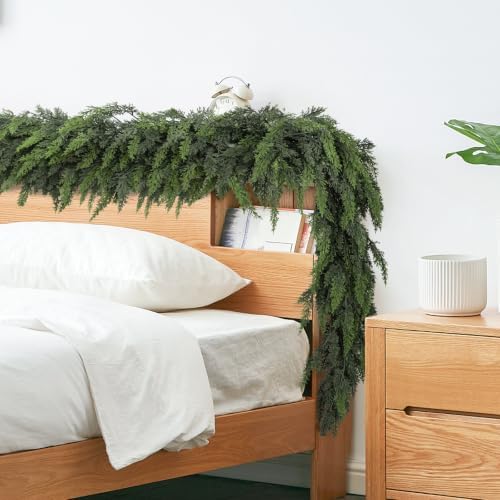 15 Ft Christmas Cedar Garland, Real Touch Soft Greenery Mantel Decor, alternate view 4