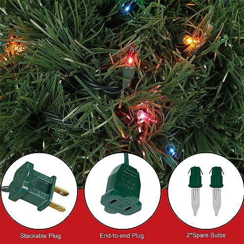 15 FT Pre-lit Christmas Green Garland, Lighted Artificial Pine Garlands with 35 Count Multicolor Lights, alternate view 2