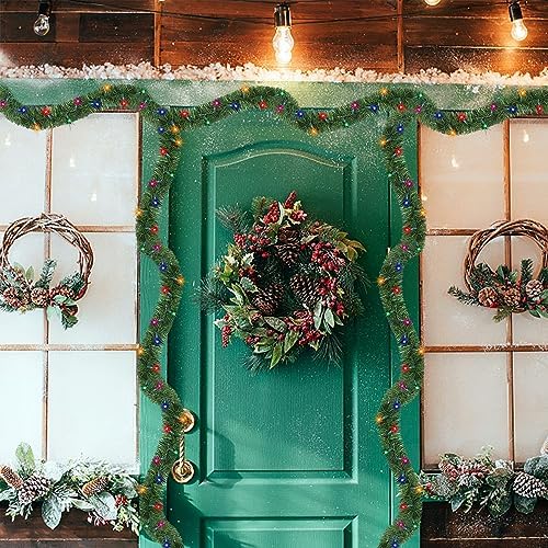 15 FT Pre-lit Christmas Green Garland, Lighted Artificial Pine Garlands with 35 Count Multicolor Lights, alternate view 6