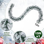 15 ft Snow Flocked Alaskan Pine Artificial Christmas Garland in White, alternate view 2
