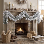 15 ft Snow Flocked Alaskan Pine Artificial Christmas Garland in White, alternate view 4