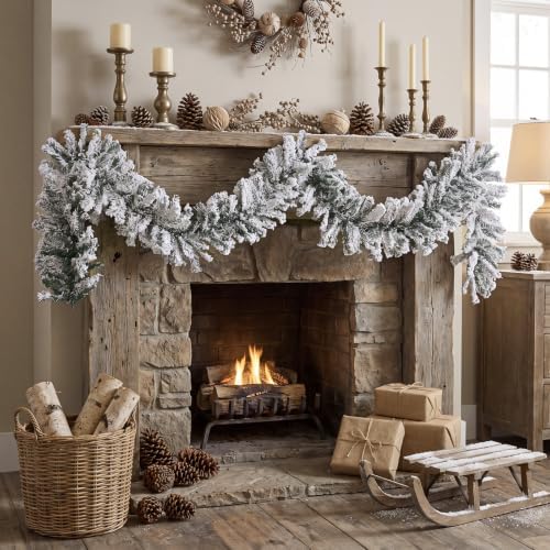 15 ft Snow Flocked Alaskan Pine Artificial Christmas Garland in White, alternate view 4