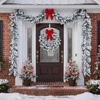 15 ft Snow Flocked Alaskan Pine Artificial Christmas Garland in White, alternate view 5