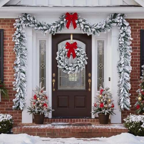 15 ft Snow Flocked Alaskan Pine Artificial Christmas Garland in White, alternate view 5