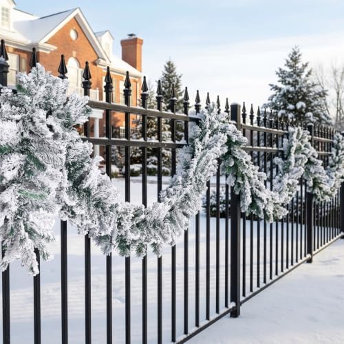 15 ft Snow Flocked Alaskan Pine Artificial Christmas Garland in White, alternate view 6