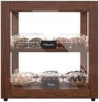 15 in. Dark Wood Countertop Open Back Dry Bakery Display Case, Pastry, Cake and Bread Display with Tempered