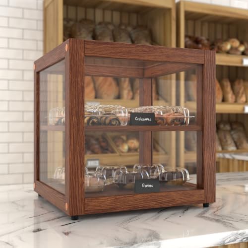 15 in. Dark Wood Countertop Open Back Dry Bakery Display Case, Pastry, Cake and Bread Display with Tempered, alternate view 5