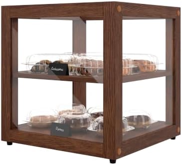 15 in. Dark Wood Countertop Open Back Dry Bakery Display Case, Pastry, Cake and Bread Display with Tempered, alternate view 6