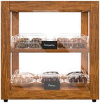 15 in. Light Wood Countertop Open Back Dry Bakery Display Case, Pastry, Cake and Bread Display with Tempered