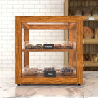 15 in. Light Wood Countertop Open Back Dry Bakery Display Case, Pastry, Cake and Bread Display with Tempered, alternate view