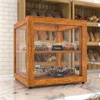 15 in. Light Wood Countertop Open Back Dry Bakery Display Case, Pastry, Cake and Bread Display with Tempered, alternate view