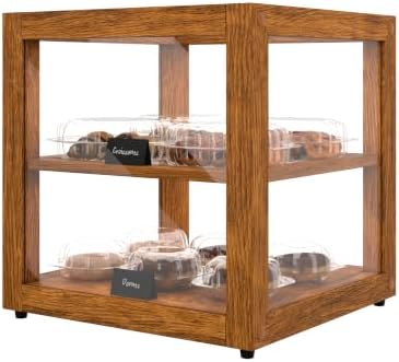 15 in. Light Wood Countertop Open Back Dry Bakery Display Case, Pastry, Cake and Bread Display with Tempered, alternate view