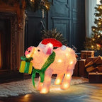 15" Lighted Christmas Pig, 3D Pre‐Lit Indoor Outdoor Decor, alternate view 6