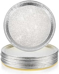 15 Pack 12” Golden Embossed Foil Pizza Pans, Disposable Heavy Duty Aluminium Foil Serving Platters for Bakery