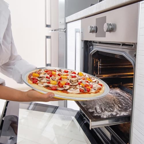 15 Pack 12” Golden Embossed Foil Pizza Pans, Disposable Heavy Duty Aluminium Foil Serving Platters for Bakery, alternate view