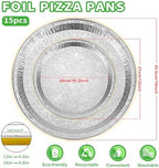15 Pack 12” Golden Embossed Foil Pizza Pans, Disposable Heavy Duty Aluminium Foil Serving Platters for Bakery, alternate view