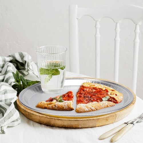 15 Pack 12” Golden Embossed Foil Pizza Pans, Disposable Heavy Duty Aluminium Foil Serving Platters for Bakery, alternate view