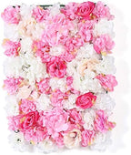 15 Pack Artificial Flower Wall Panels 24" x 16" Pink&White Faux Hydrangea and Rose Artificial Flower Backdrop, alternate view