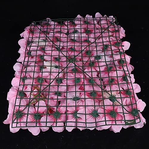 15 Pack Artificial Flower Wall Panels 24" x 16" Pink&White Faux Hydrangea and Rose Artificial Flower Backdrop, alternate view