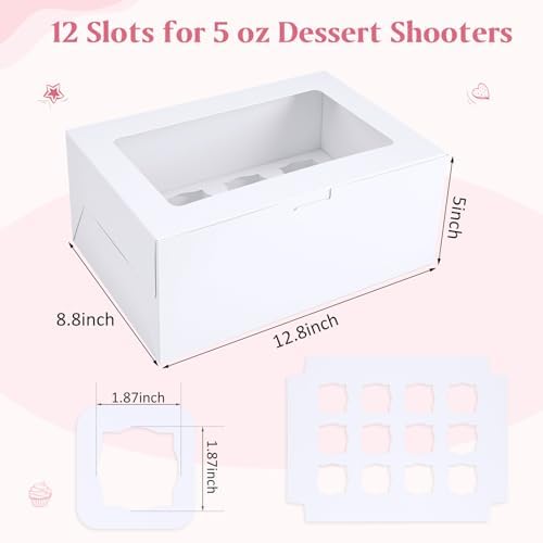 15 Pack Dessert Shooter Box with Window, 12 Count 5 oz, White in 12 Count 5 oz in White, alternate view 3