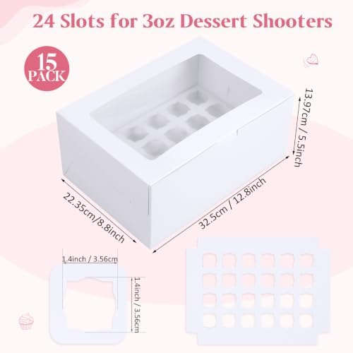15 Pack Dessert Shooter Box with Window, 24 Count 3 oz, White in 24 Count 3 oz in White, alternate view 3