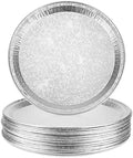 15 Pack Disposable Pizza Pans 12IN, Oven Safe, Aluminium Foil Serving Platters/Trays for Parties, Silver