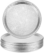 15 Pack Disposable Pizza Pans 12IN, Oven Safe, Aluminium Foil Serving Platters/Trays for Parties, Silver