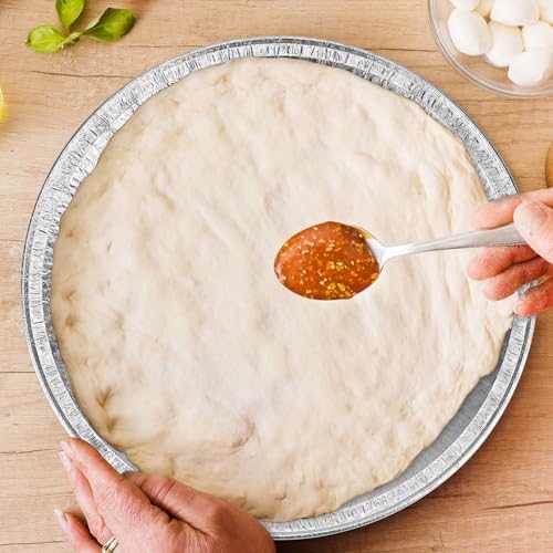 15 Pack Disposable Pizza Pans 12IN, Oven Safe, Aluminium Foil Serving Platters/Trays for Parties, Silver, alternate view 7