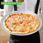 15 Pack Disposable Pizza Pans 16IN, Large Aluminium Foil Serving Platters/Trays for Parties, Silver Embossed, alternate view