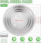 15 Pack Disposable Pizza Pans 16IN, Large Aluminium Foil Serving Platters/Trays for Parties, Silver Embossed, alternate view