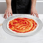 15 Pack Disposable Pizza Pans 16IN, Large Aluminium Foil Serving Platters/Trays for Parties, Silver Embossed, alternate view